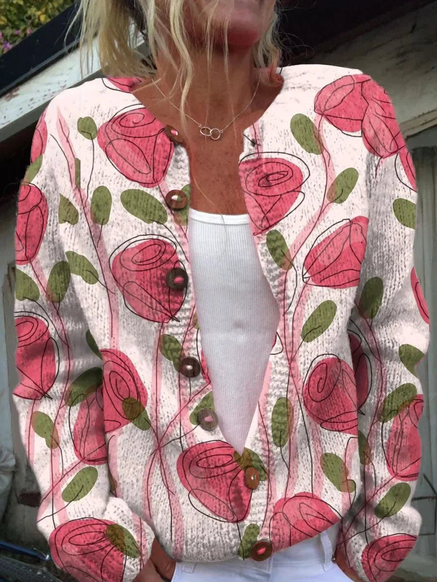 Florentina™ – Elegant Cardigan with Floral Detail