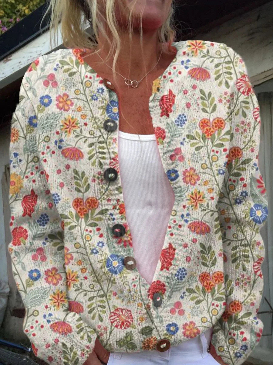 Florentina™ – Elegant Cardigan with Floral Detail
