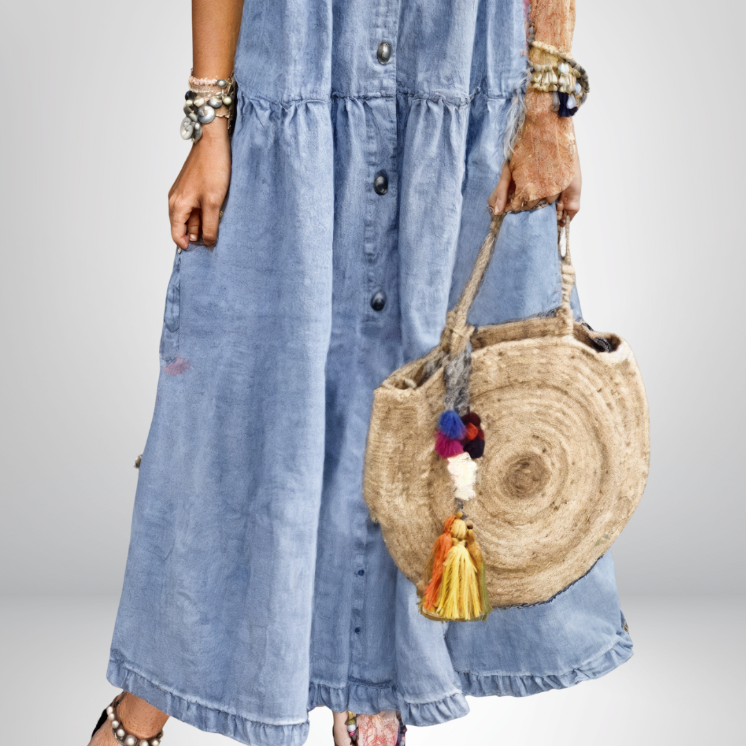 Sofia® | Blød Denimkjole med Knapper