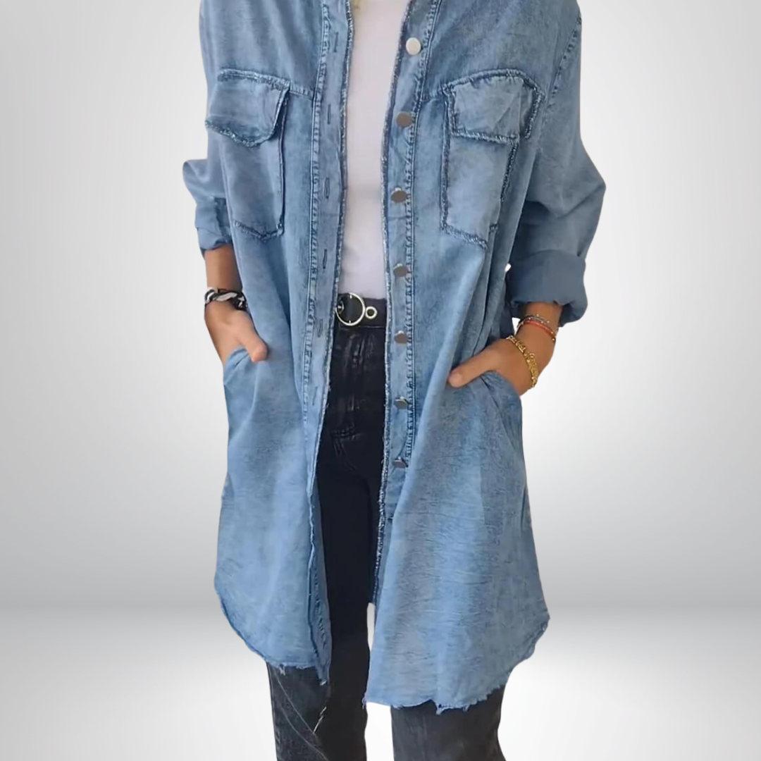 Sofia® | Stilfuld og Alsidig Langærmet Denimjakke med Krave