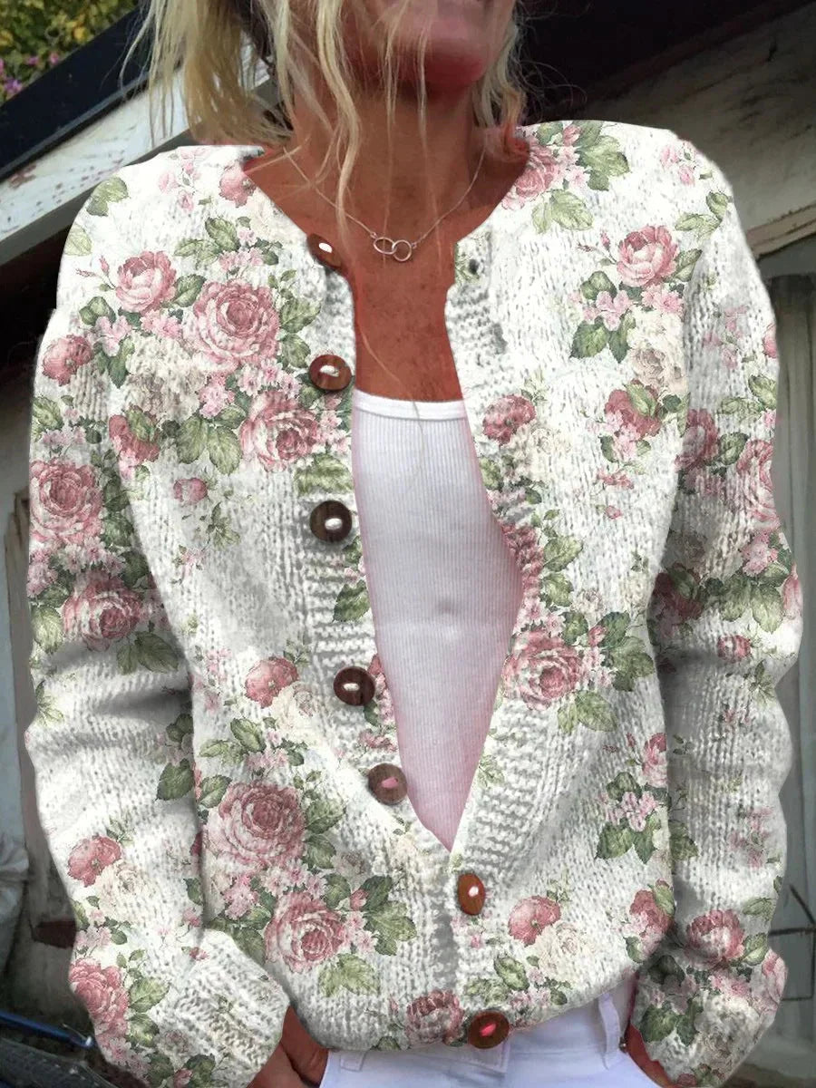 Florentina™ – Elegant Cardigan with Floral Detail
