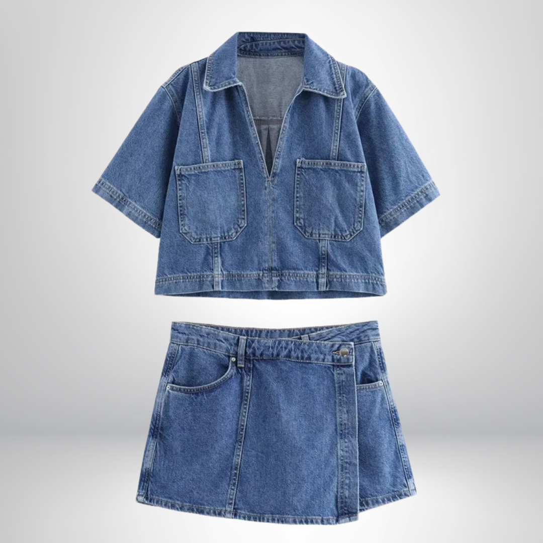 Sofia® | V-hals Denim Sæt