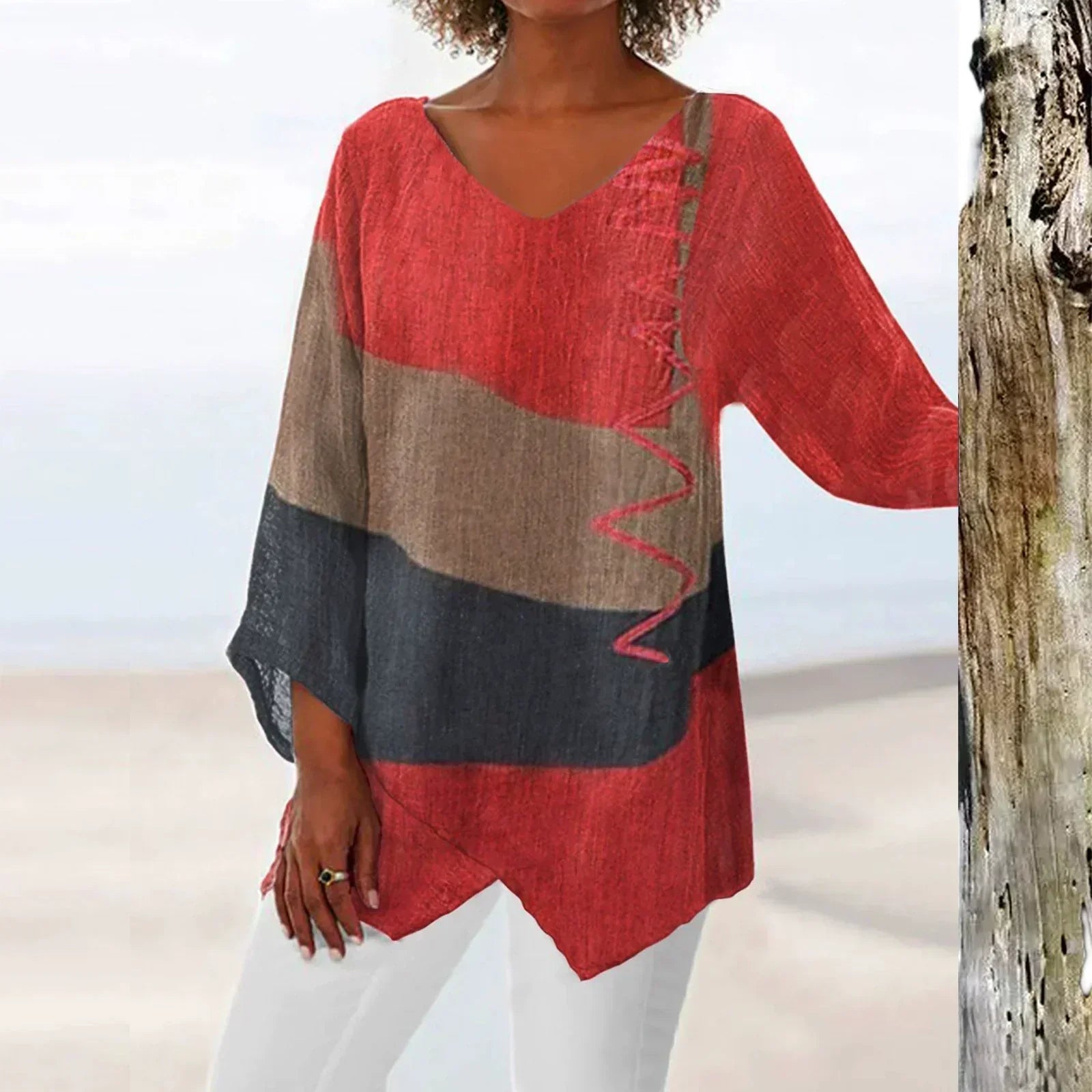 Helene™ - Trendy V-hals Colortop