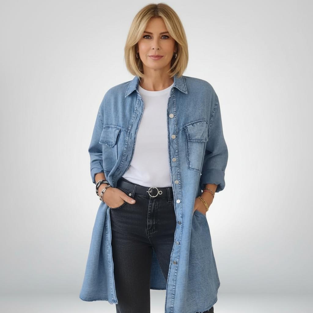 Sofia® | Stilfuld og Alsidig Langærmet Denimjakke med Krave